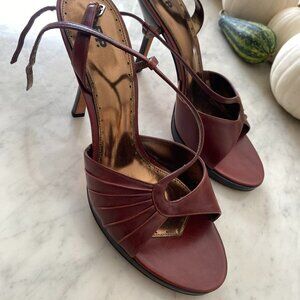 Brown Strappy Leather Heels (NWOT) - Size 11